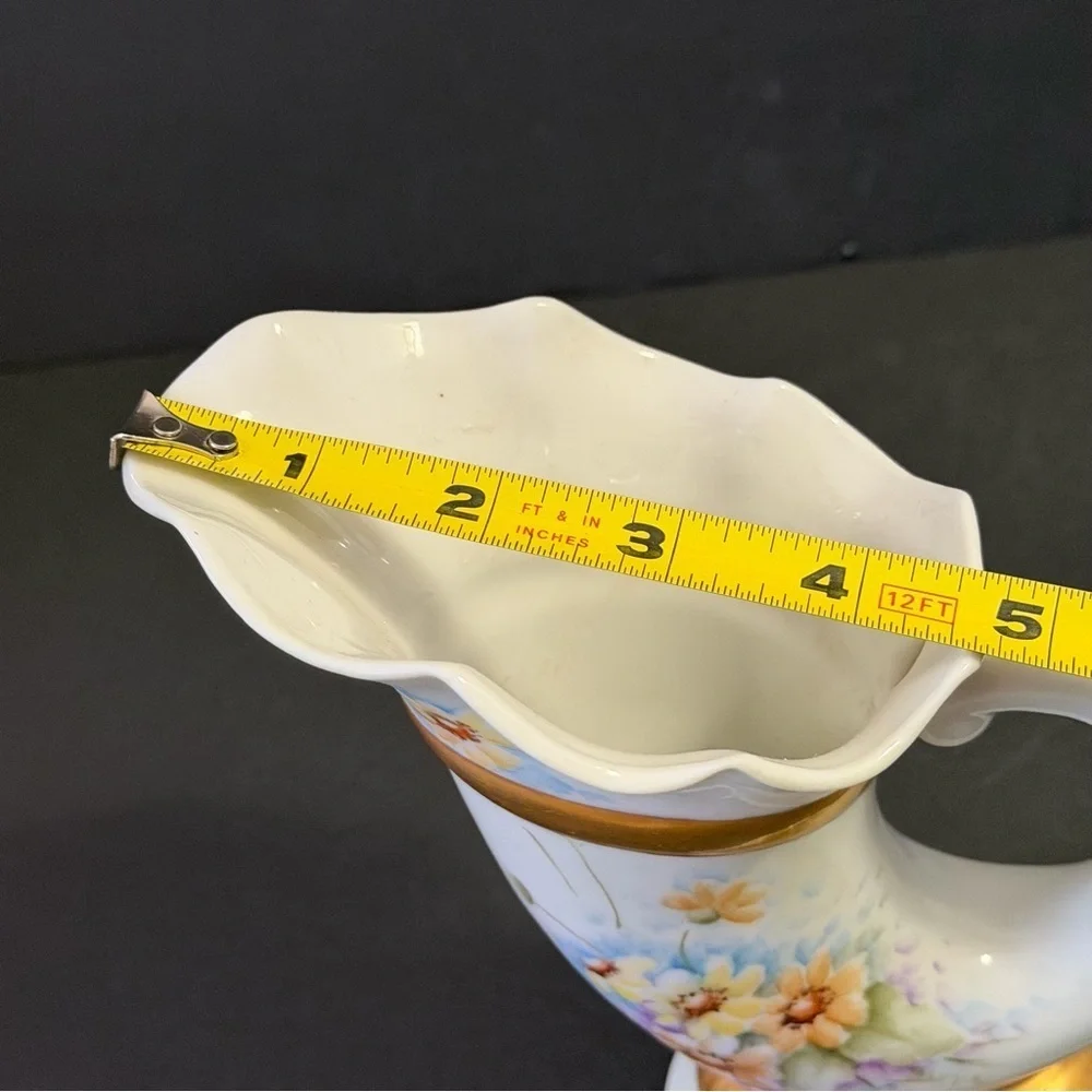 Porcelain Ewer 1886 Aesthetic Pitcher Gilt Floral Creamer Yellow Daisy Royal